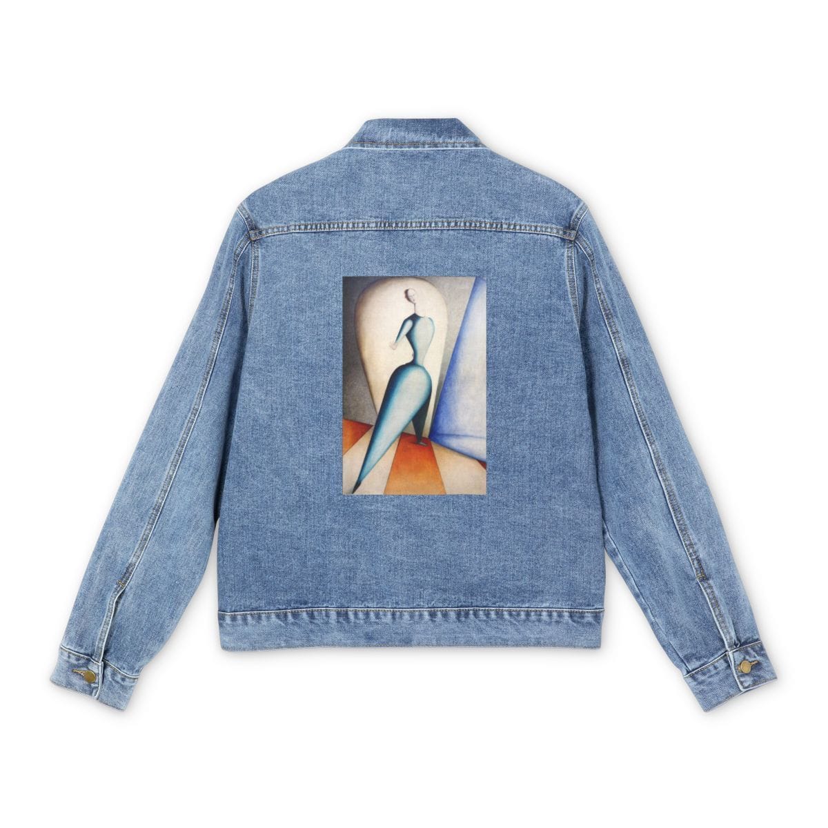 Mens Denim Art Jacket, Artist Oskar Schlemmer, Artwork 